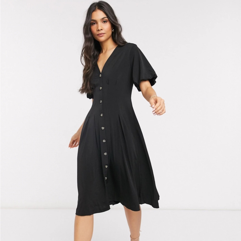 French Connection Black Serafina Slinky Jersey Midi Dress